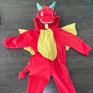 Kids Red Dragon Costume with Yellow Belly Hood